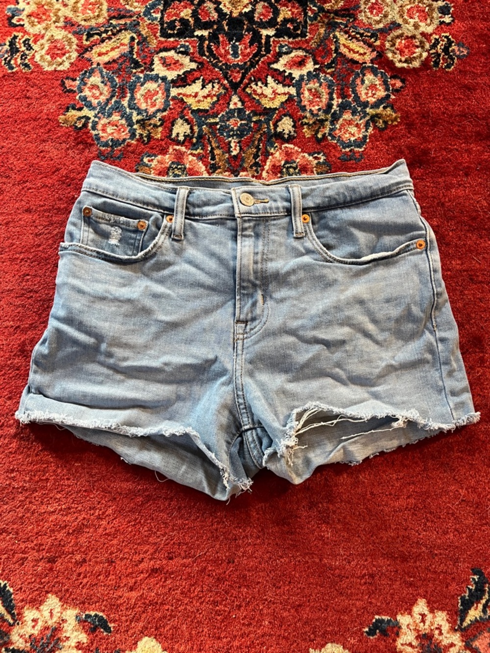 Women's Light Blue Distressed Levi’s Denim Shorts